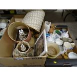 Quantity of decorative table lamps and a mixed box of household china