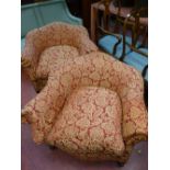 Pair of well presented tub chairs on scrolled feet
