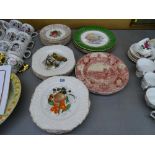 Collection of decorative pottery wall plates