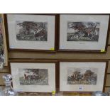 Four coloured hunting prints - 'Going Into Cover', 'Breaking Cover', 'The Chase' and 'The Death',