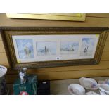 E DE MARTINO four busy seascape watercolours set in one frame, all signed and dated 1882 - two being