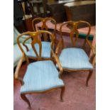 Three good French style splatback elbow chairs