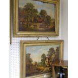 Two E L HOLD framed oiliographs - rural scenes with animals, 37 x 49 cms in good gilt frames