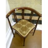 Inlaid tapestry seated corner chair