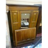 Arts & Crafts style single mirror door wardrobe with base drawer and bed ends with irons