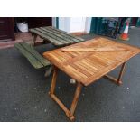 Extending timber garden table and a good picnic style timber garden table