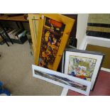 Quantity of framed pictures and prints, two unframed wall mirrors and one other