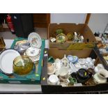 Three boxes of mixed ornamental and other porcelain