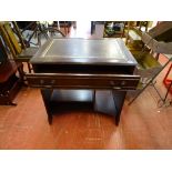 Reproduction leather tooled top desk with sliding drawer