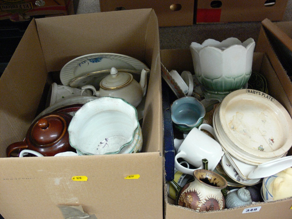Two boxes of mixed household crockery and china