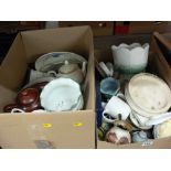 Two boxes of mixed household crockery and china
