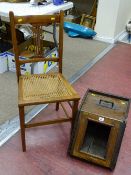 Vintage coal box and a cane seated bedroom chair