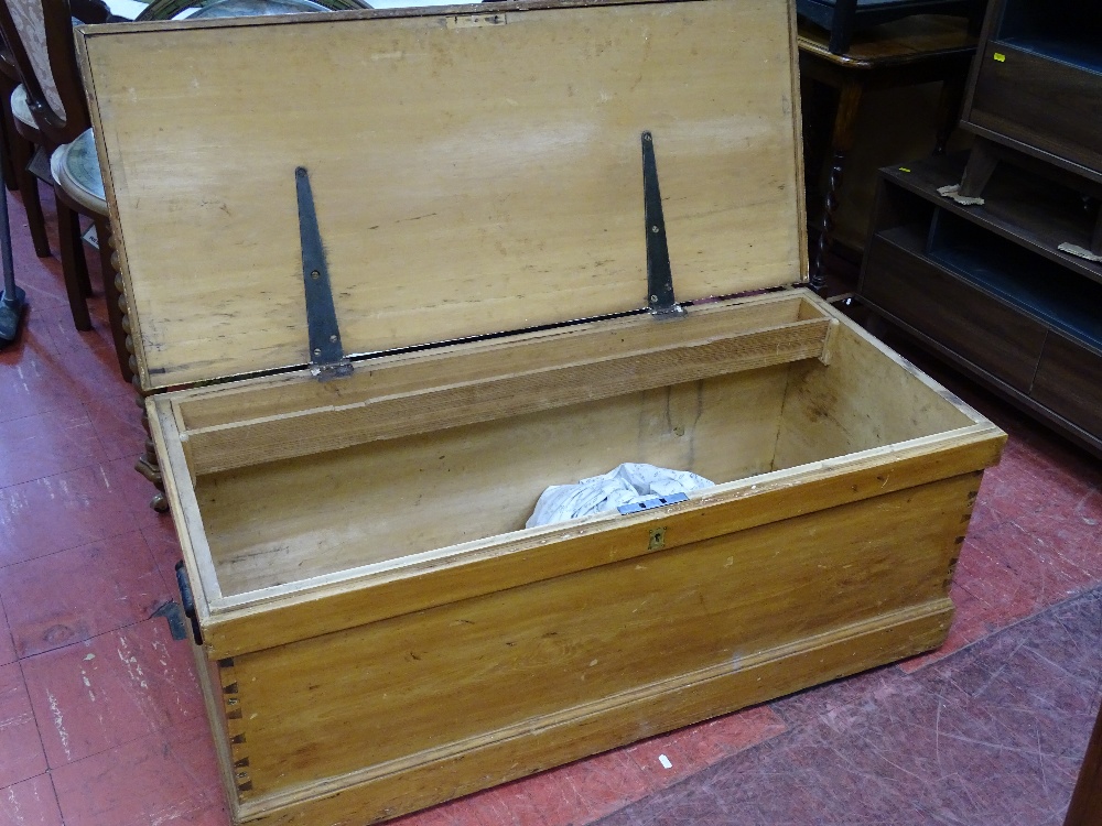 Vintage pine box with iron handles