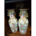 Pair of Famille vert Oriental vases