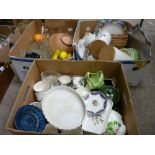 Three boxes containing a large parcel of mixed porcelain including Portmeirion etc