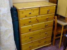 Pine chest of two short over four long drawers