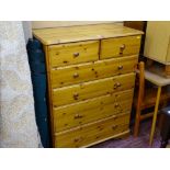 Pine chest of two short over four long drawers