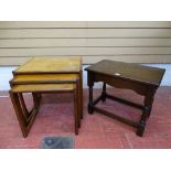 Mid Century nest of three teak tables and a dark wood occasional table