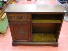 Priory style console unit having two shelves, base cupboard and drawer