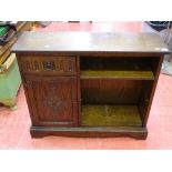 Priory style console unit having two shelves, base cupboard and drawer