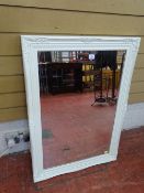White framed bevelled edge mirror