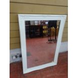 White framed bevelled edge mirror