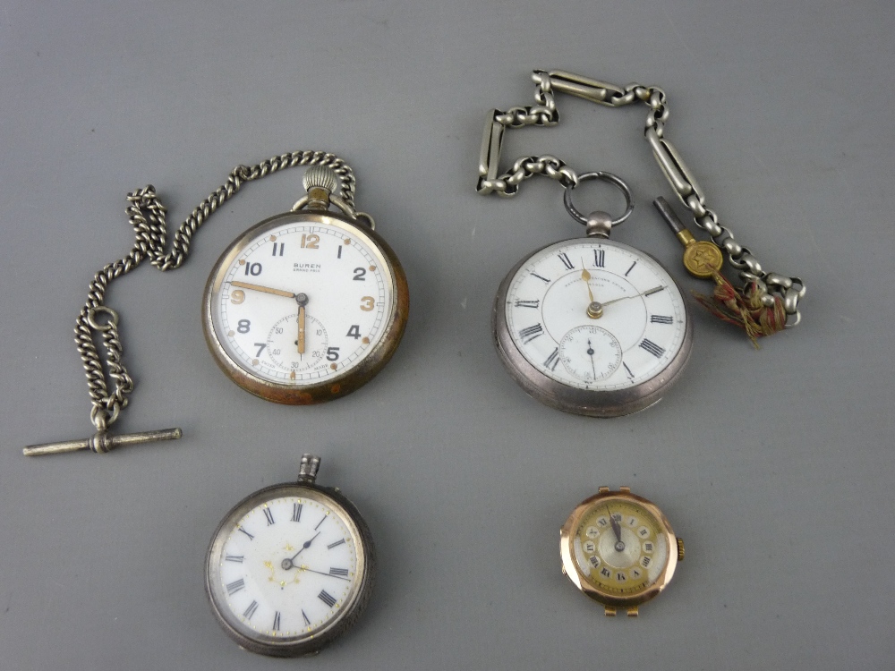 Four lady's and gent's watches including a nine carat gold lady's wristwatch (no strap), a silver