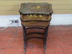 Nest of three Oriental lacquerwork and chinoiserie side tables