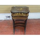 Nest of three Oriental lacquerwork and chinoiserie side tables