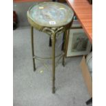 Arts & Crafts style brass circular top planter stand