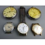 Two silver cased vintage pocket watches, a Sekonda Quartz wristwatch with leather strap and two