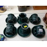 Portmeirion 'Jupiter' pottery set of six mugs and saucers