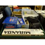 Four boxes of various camera equipment and accessories etc