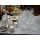 Large parcel of mixed porcelain, trifle dishes, serving bowl, musical jug etc