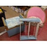 Two items of painted loom furniture and a clothes airer