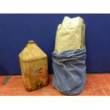 Vintage Aladdin pink paraffin can with dispenser and a canvas bagged metal framed gazebo/cover