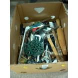 Mixed box of kitchen cutlery and utensils