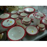 Midwinter Stylecraft part tea and dinner service with red and white dot decoration