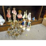 Pair of Staffs sailor figurines, bisque figurines, modern hanging lamp etc