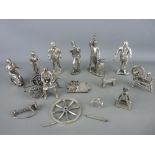 Quantity of silver plated ornamental figurines showing various trades people