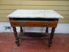 Marble topped single drawer hall table with base shelf (marble A/F)