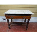 Marble topped single drawer hall table with base shelf (marble A/F)