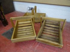 Parcel of three wooden baskets/planters