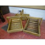 Parcel of three wooden baskets/planters