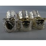 Six pierced silver napkin rings (four and two), Birmingham hallmarks