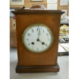 Good mahogany mantel clock with inlaid detail, Manchester maker
