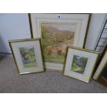 Three watercolours, all unsigned, countryside scenes