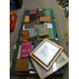 Three boxes of vintage books including an early copy of 'Gone With the Wind' and a parcel of prints