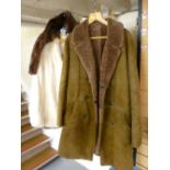 Two vintage fur coats and a sheepskin jacket