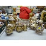 Good parcel of brass and electroplate ware